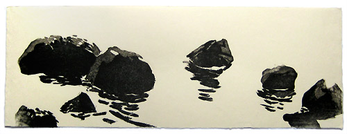 Baltic Sea, Stones, Japanese woodblock print, 24 x 67 cm, 2009