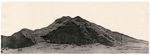 Wyoming Mountain, Japanese woodblock print, 24 x 67 cm, 2011