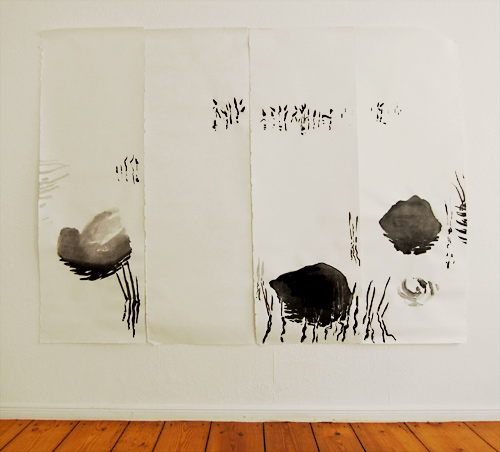 Stone Garden Folding Screen, Japanese woodblock print, 150 x 200 cm, 2012