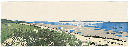 Tideland, North Sea, Japanese woodblock print, 24 x 67 cm, 2012