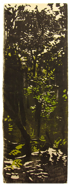 Wald, japanischer Holzschnitt, 92 x 31 cm, 2013