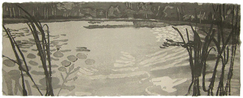 Mellensee in the evening, Japanese woodblock print, 81 x 33,5 cm, 2015