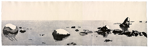 Baltic Sea, Stones, Japanese woodblock print, 31 x 97 cm, 2019