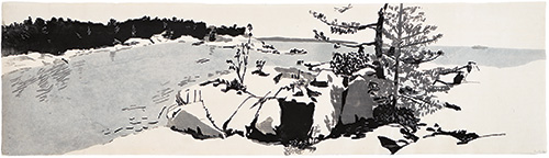 Canada, Georgian Bay, Japanese woodblock print, 41 x 142 cm, 2007
