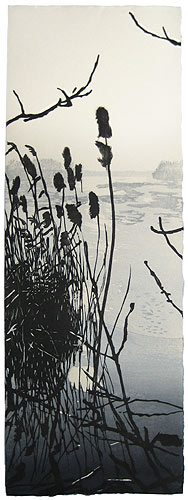 Berliner See, japanischer Holzschnitt, 67 x 24 cm, 2008