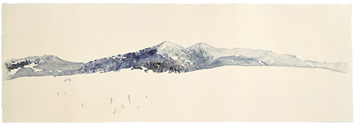 Snow coming, Japanese woodblock print, 33 x 97 cm, 2010