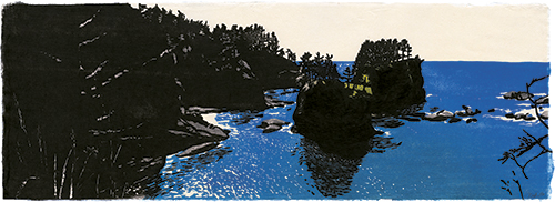 Cape Flattery, Japanese woodblock print, 24 x 67 cm, 2011