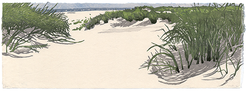Dunes, North Sea, Japanese woodblock print, 24 x 67 cm, 2012