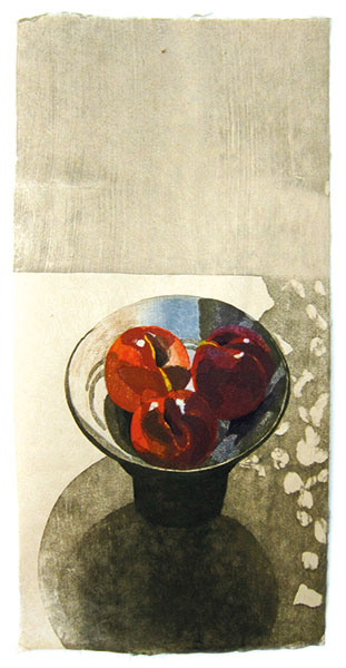 Nectarines, Japanese woodblock print, 62 x 30,5 cm, 2014