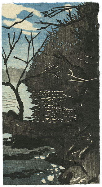 Der See am Nachmittag, Holzschnitt, Vorzugsausgabe, 27 x 15 cm, 2014