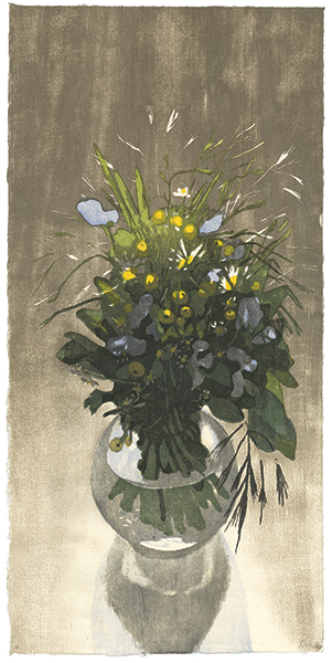 Bunch with vetches, Japanese woodblock print, 67 x 32 cm, 2015