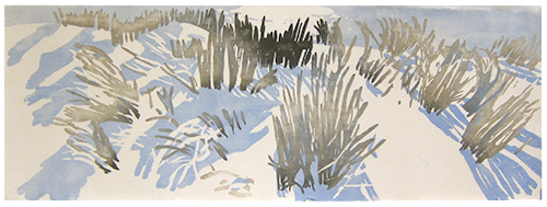 Baltic Sea, Floating Weeds 3, Japanese woodblock print, 33 x 93 cm, 2016