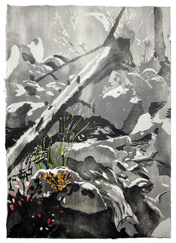 Autumn River 2, Japanese woodblock print, 30 x 41 cm, 2020