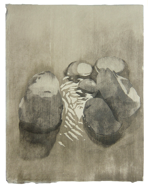 Stones, Japanese woodblock print, 43 x 33 cm, 2021